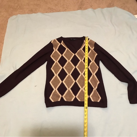 Brooks Brothers Alpaca Wool Diamond Print Purple V Neck Sweater - Picture 5 of 8